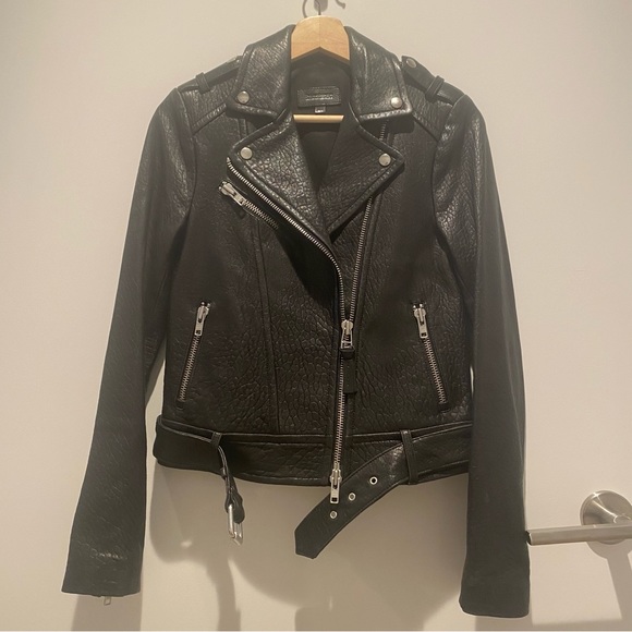 Mackage for Aritzia Pebbled Genuine Lambskin Leather Moto Jacket - Picture 4 of 13